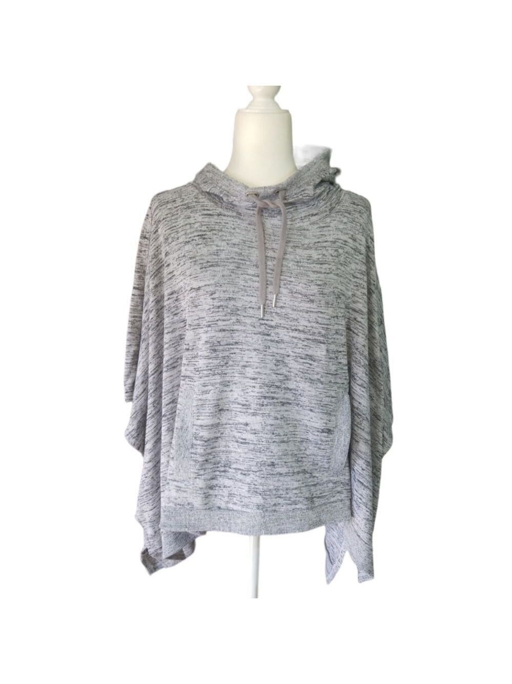 Athleta Marled Gray Hoodie Blissful Poncho Size Small - Picture 2 of 9